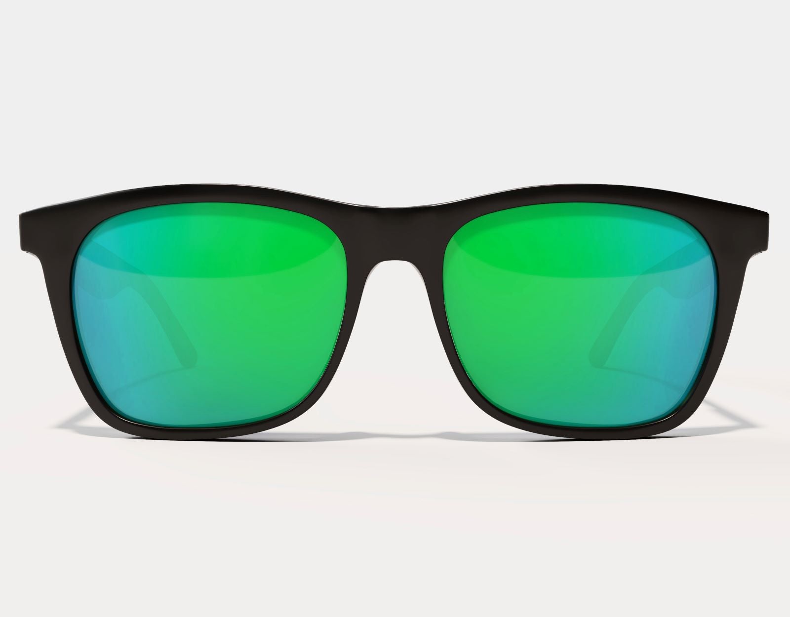 Front view of Classic 155mm XL sunglasses for large heads with green lenses – bold colour and polarised protection.
