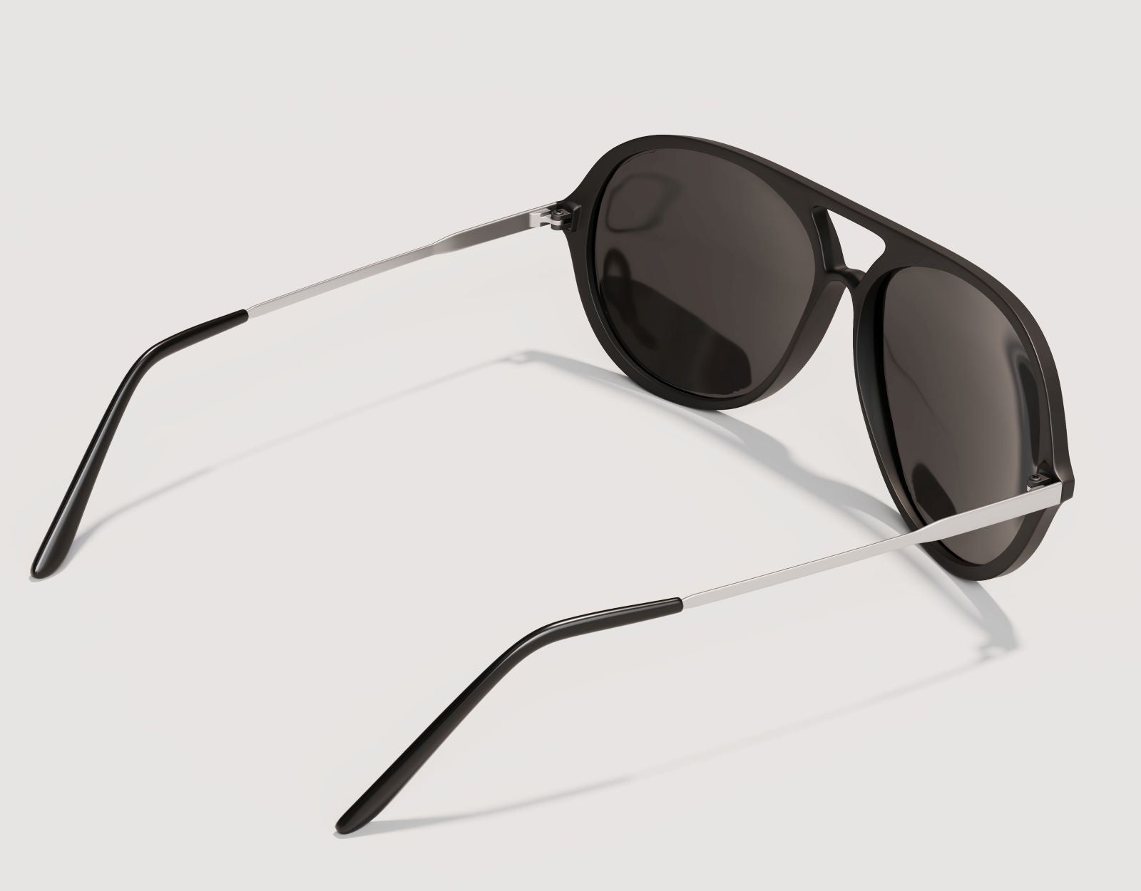 Rear view of Aviator 165mm XXL large aviator sunglasses in Black – oversized silhouette and icy mirrored detail.