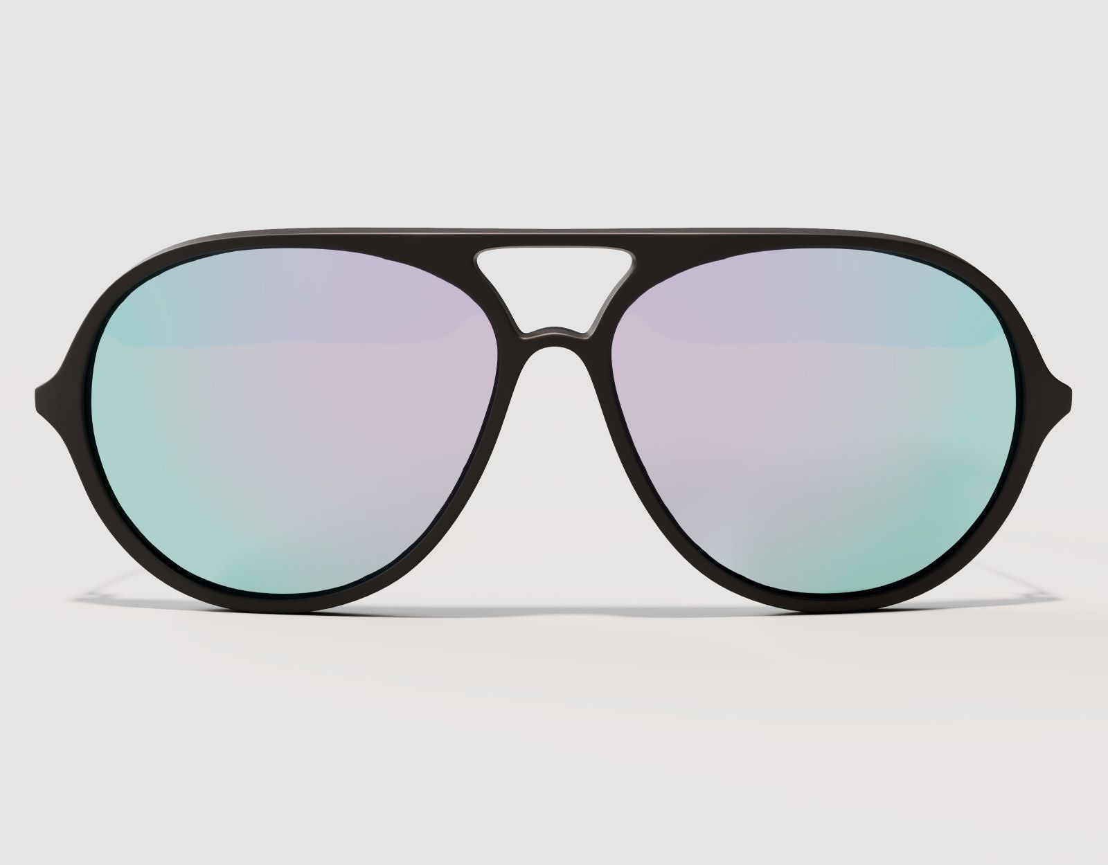Front view of Aviator 165mm XXL men’s aviator sunglasses in Black with chrome lenses – wide frame and mirrored protection.