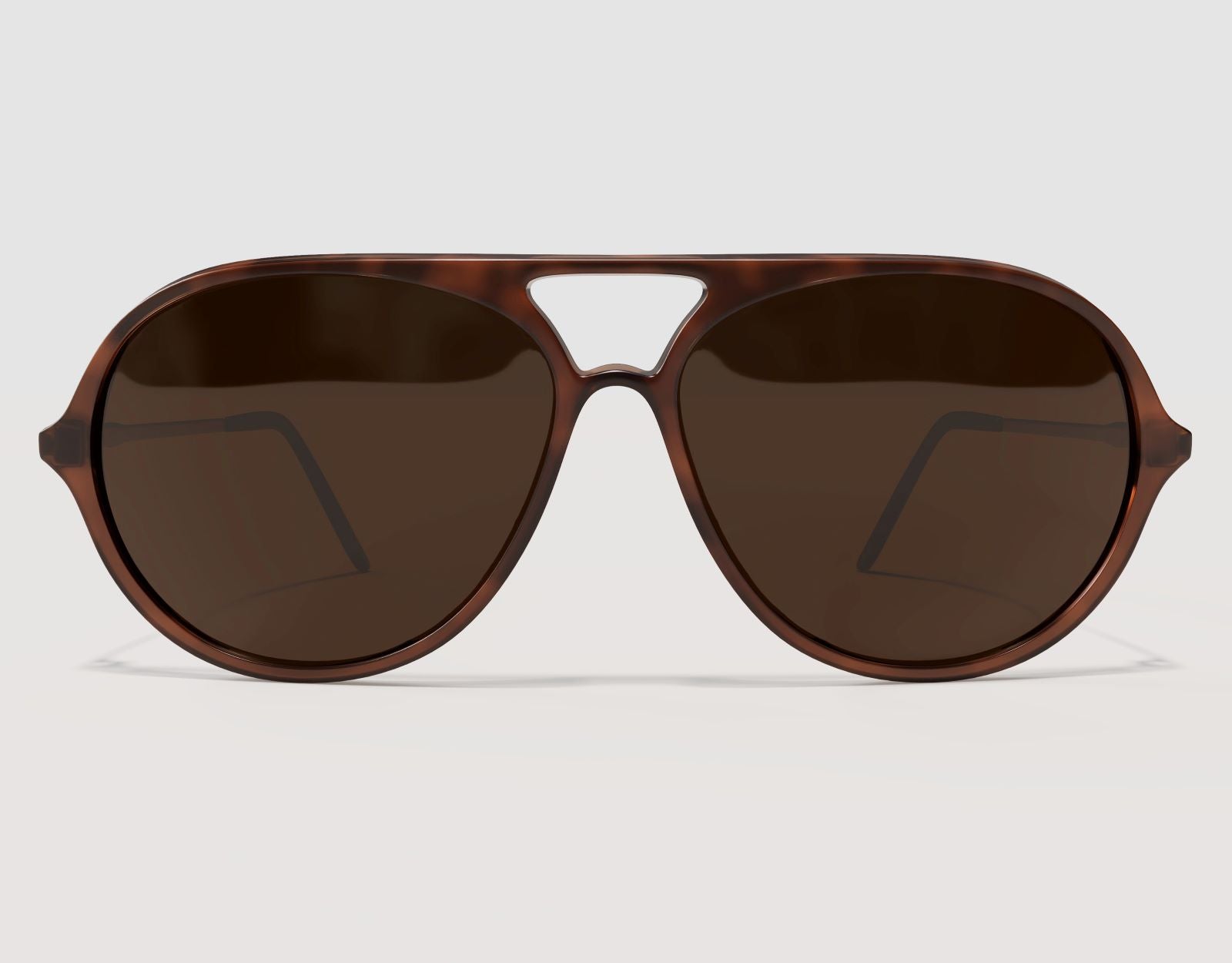 Front view of Aviator 165mm XXL aviator sunglasses in Tortoise – oversized fit and rich brown lens tone.