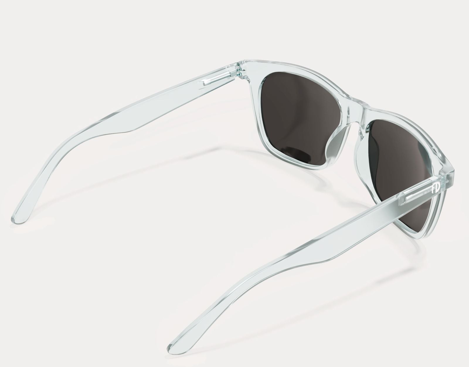 Rear view of Classic 165mm XXL extra wide sunglasses in Clear – made for big heads, with a clean, modern look.