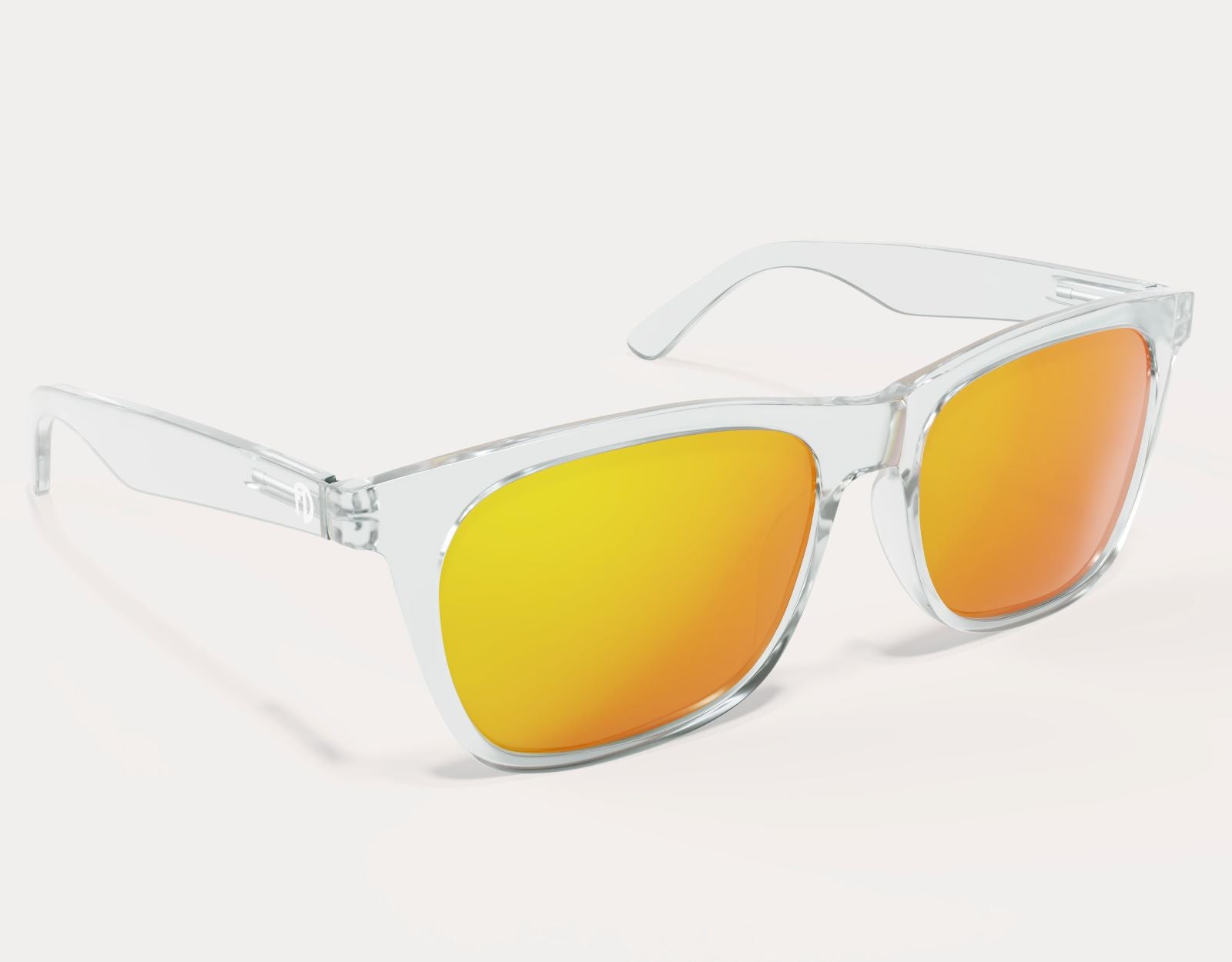 Side angle of Classic 165mm XXL extra wide sunglasses in Clear – standout lens tone and ultra-wide arms.