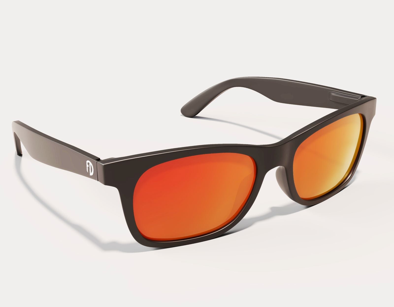 Side view of The Gent 165mm XXL polarised sunglasses for wide faces in Black – extra wide design with standout red lava tint.