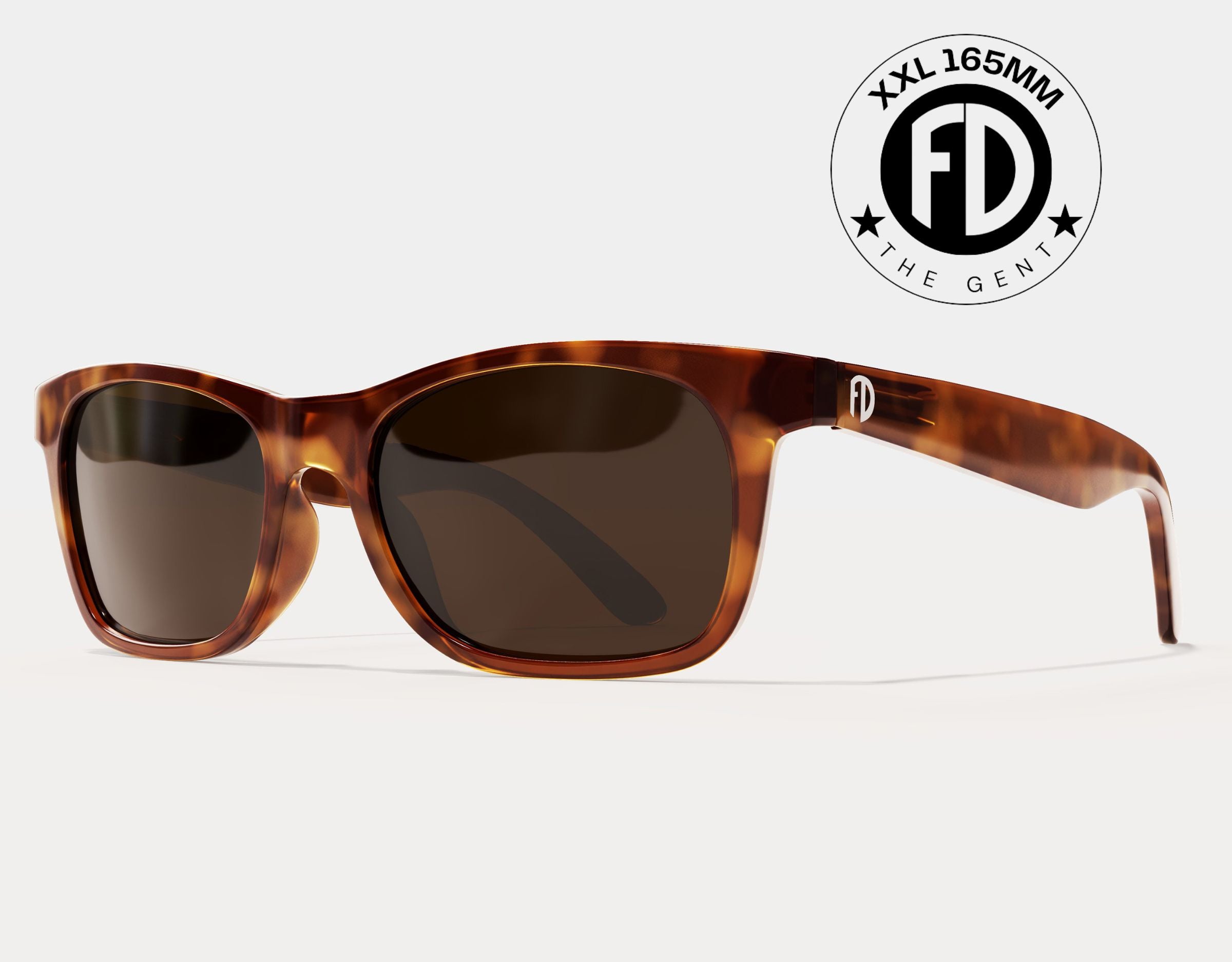 The Gent 165mm XXL extra wide sunglasses in Tortoise with brown ember lenses – polarised style for wide faces and big heads.