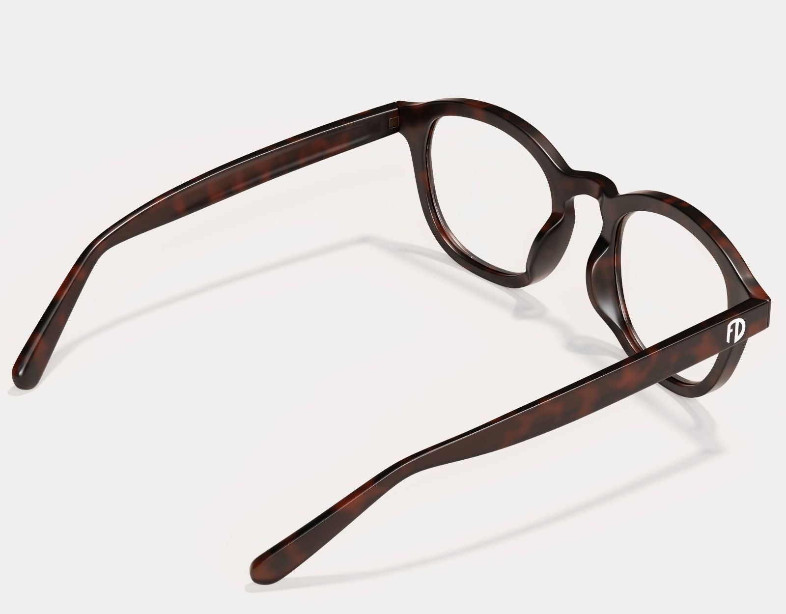 Back angle of The Scholar XXL large eyeglasses for women and men in Tortoise, designed with wide temples for large faces.