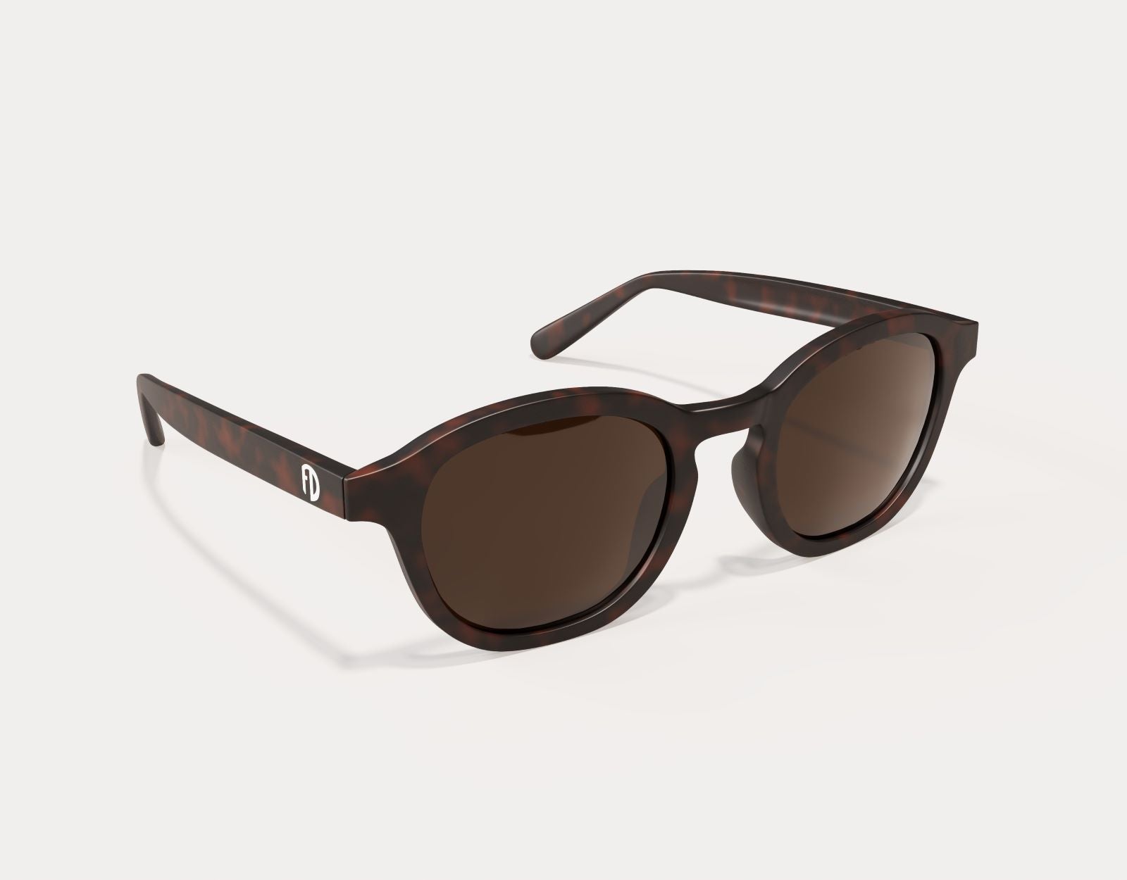 Side angle of The Scholar 165mm XXL extra wide sunglasses in Tortoise – big frame, brown polarised lenses and all-day comfort.
