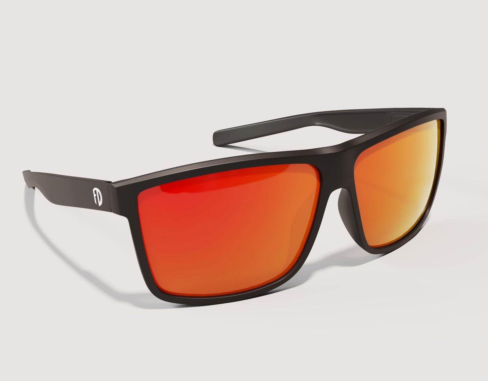 Side view of Sport 165mm XXL big head men’s sunglasses in Black with red lava lenses – durable sport fit.