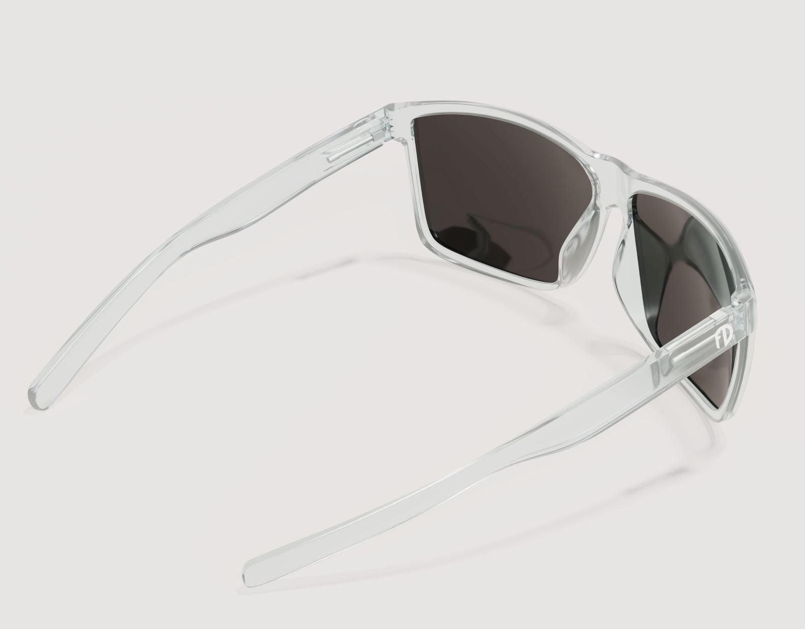 Rear view of Sport 165mm XXL sport sunglasses with green-blue lenses in Clear – high-performance frame for large faces.