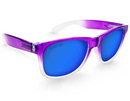 Side profile of Classic 145mm large frame sunglasses in Purple Haze – fashion-forward frame with wide lens coverage.