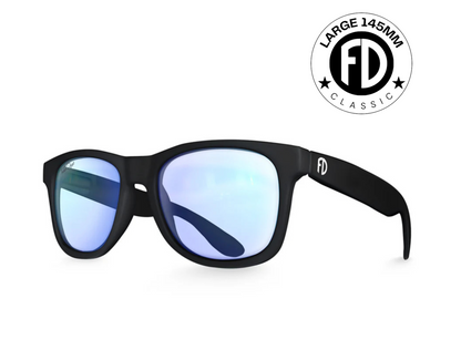 Classic 145mm large frame blue light glasses in Black – screen protection with a wide-fit frame for all-day comfort.