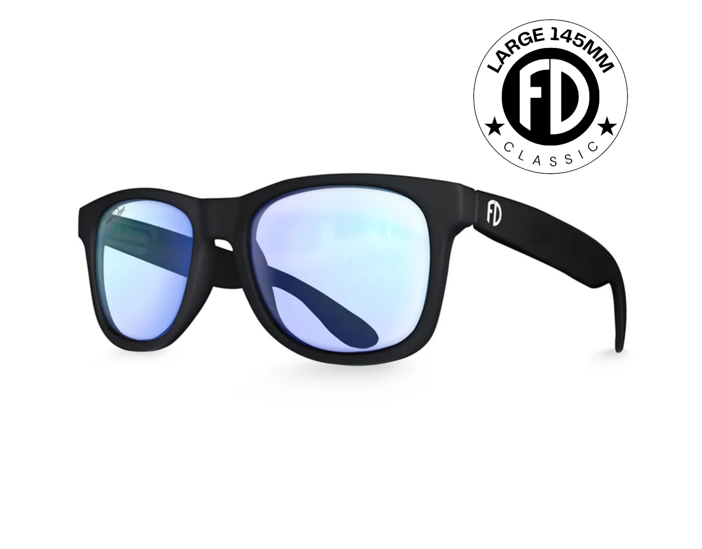 Classic 145mm large frame blue light glasses in Black – screen protection with a wide-fit frame for all-day comfort.