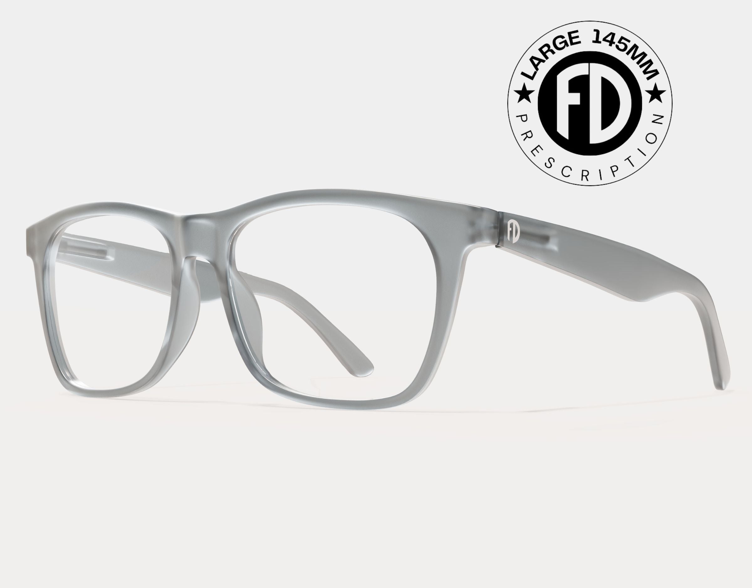 Faded Days Classic 145mm Large eyeglass frames for women and men in Grey Slate, featuring a modern oversized fit for wide faces.