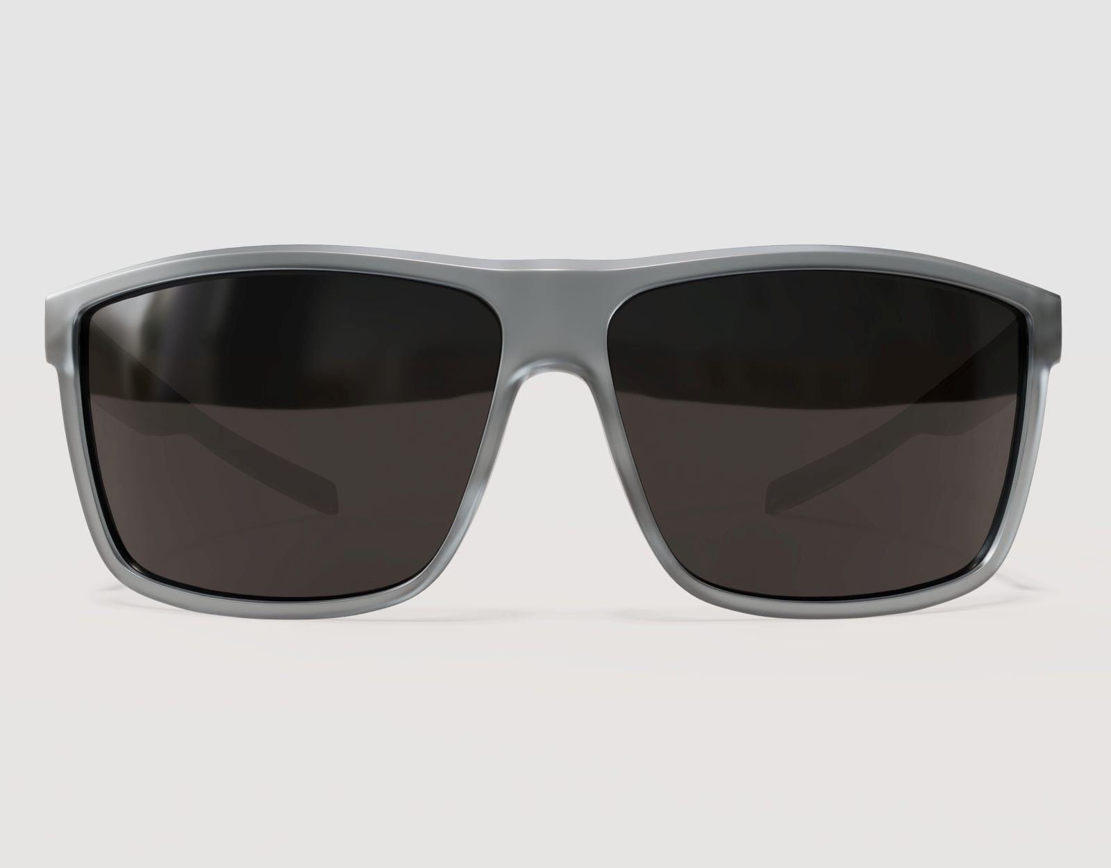 Front view of Sport 155mm XL big head sunglasses in Slate Grey – extra wide fit with bold grey frame and UV protection.