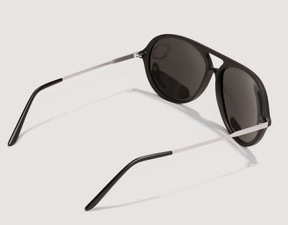 Rear view of Aviator 165mm XXL large aviator sunglasses in Black – bold lens colour and oversized comfort.