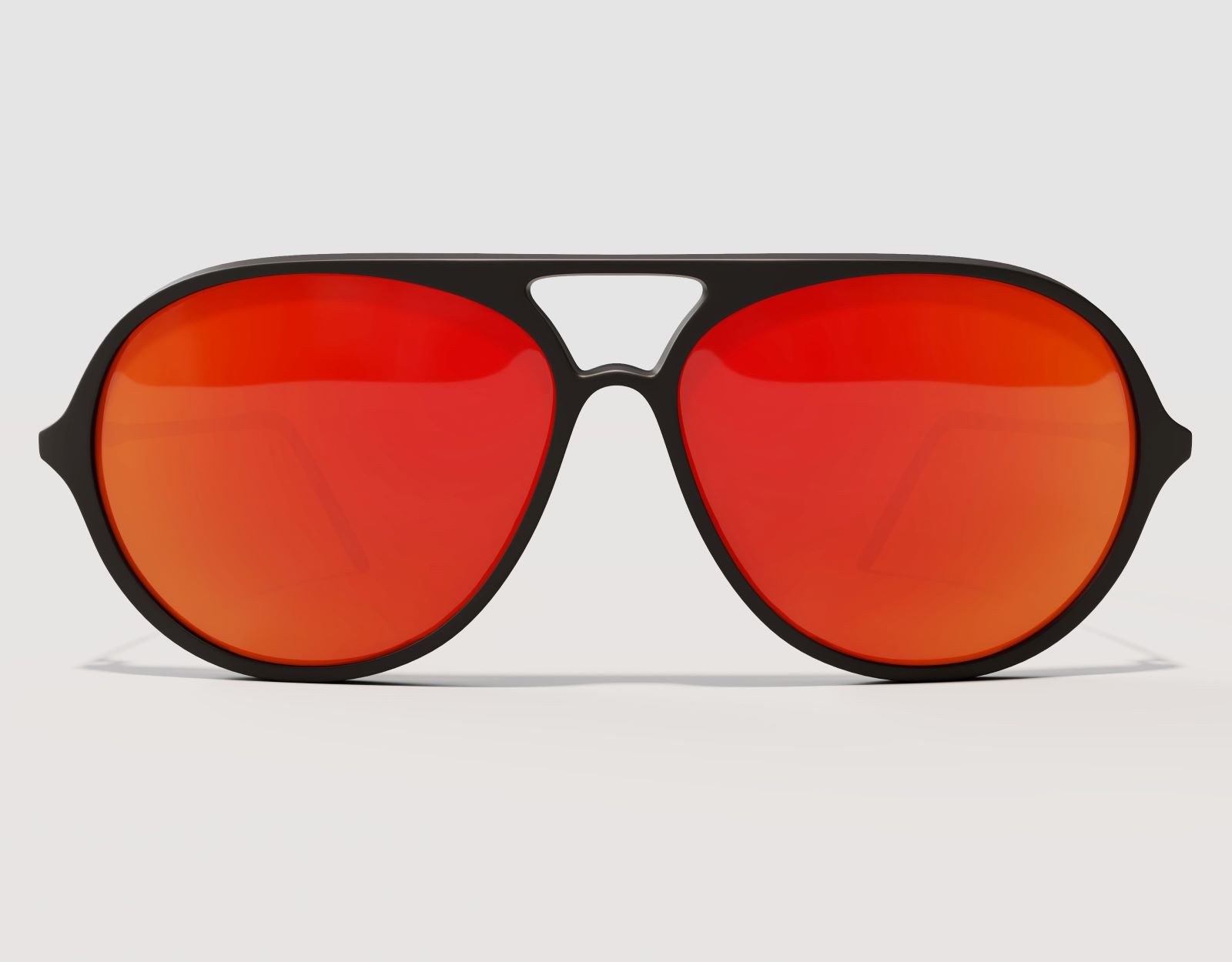 Front view of Aviator 165mm XXL wide fit aviators in Black with red lenses – polarised, oversized, and made for big heads.