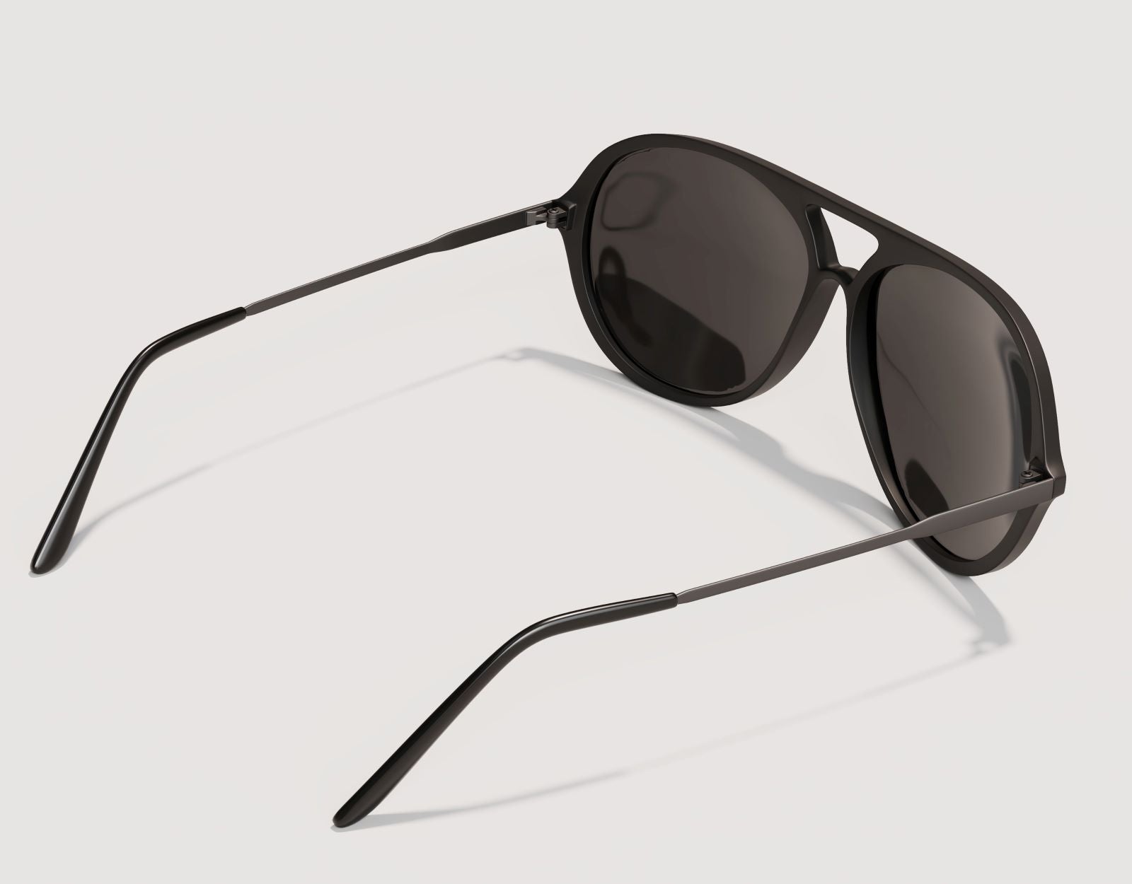 Rear view of Aviator 165mm XXL wide fit aviators in Blackout – extra wide silhouette with stealth styling for large heads.