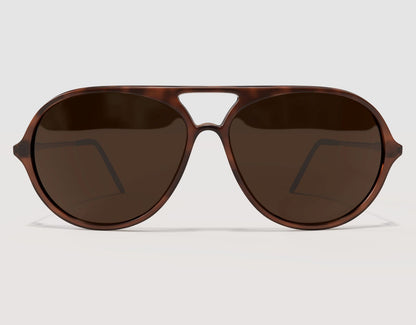 Front view of Aviator 165mm XXL aviator sunglasses in Tortoise – oversized fit and rich brown lens tone.