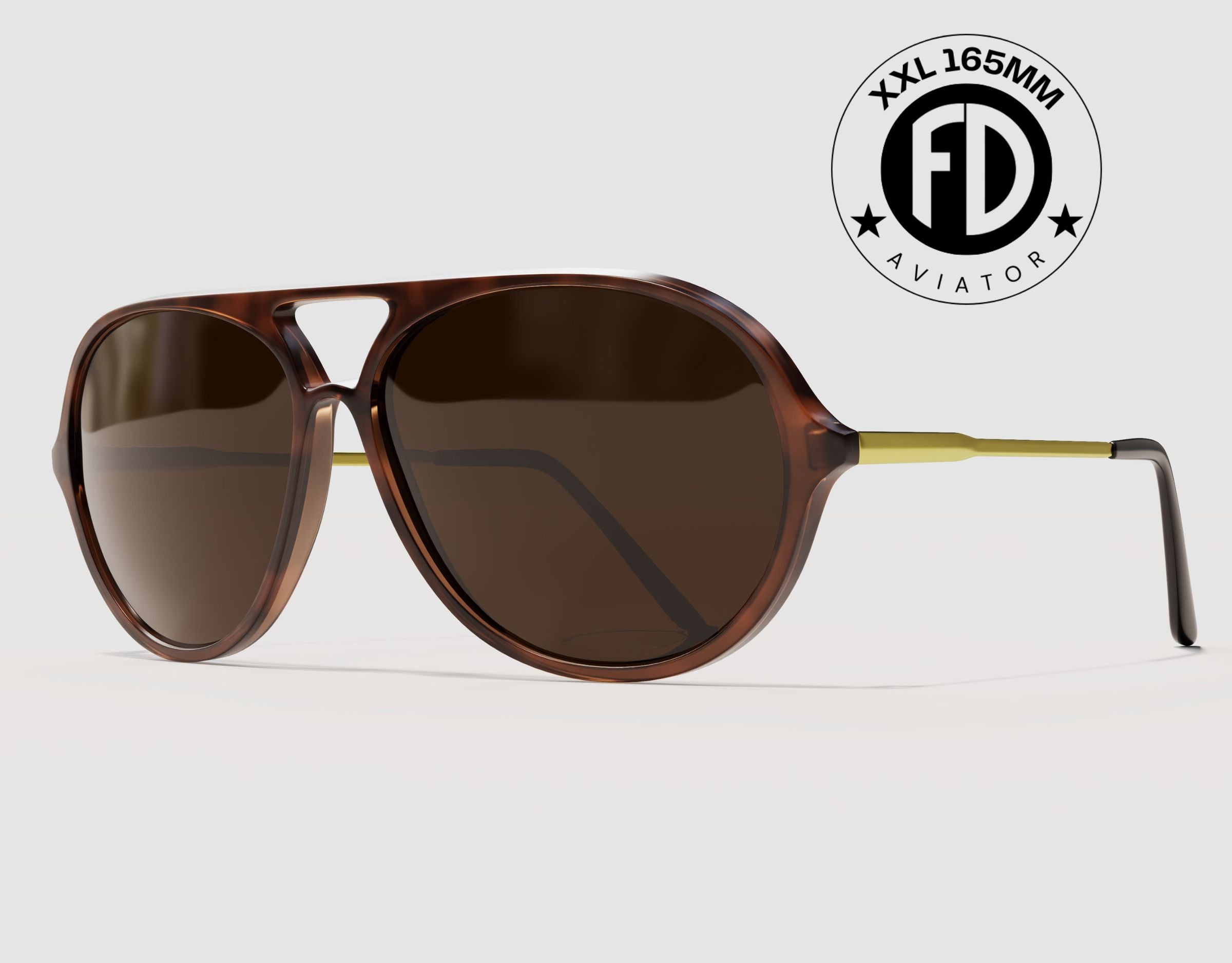 Aviator 165mm XXL wide fit aviators in Tortoise with brown ember lenses – classic aviator style for big heads and wide faces.