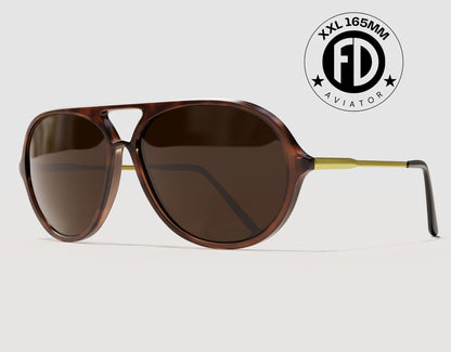 Aviator 165mm XXL wide fit aviators in Tortoise with brown ember lenses – classic aviator style for big heads and wide faces.