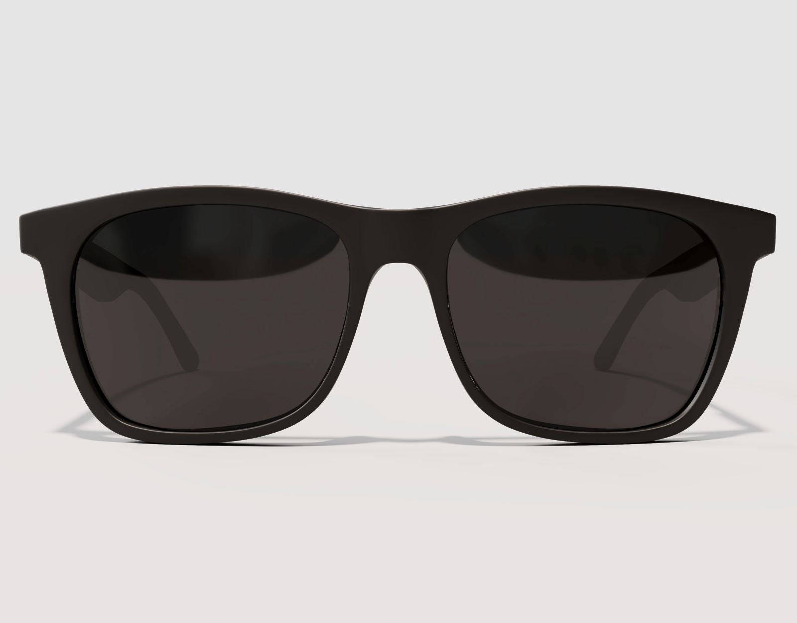 Front view of Classic 155mm XL sunglasses in Black with gold logo – oversized style and polarised performance.
