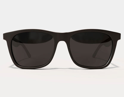 Front view of Classic 165mm XXL large head sunglasses in Black Matt – matte black finish with UV-protected polarised lenses.