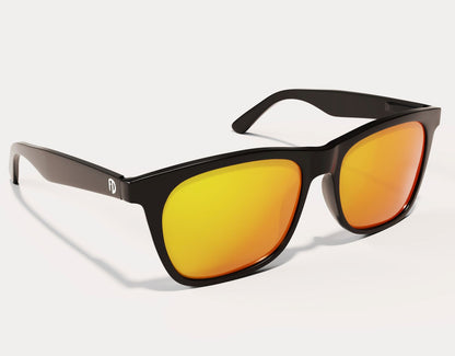 Side view of Classic 165mm XXL sunglasses for large heads in Black Gloss – solar polarised lenses and ultra-wide fit.
