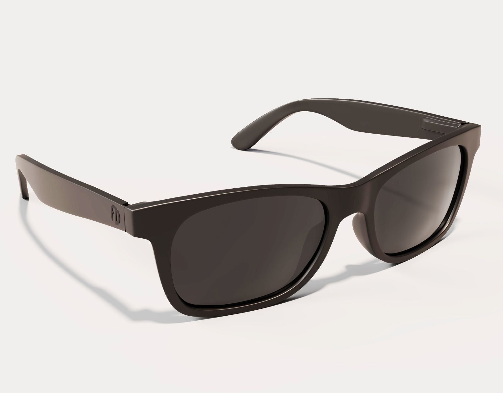 Front view of The Gent 165mm XXL polarised sunglasses in Blackout – clean, minimalist frame built for big heads.