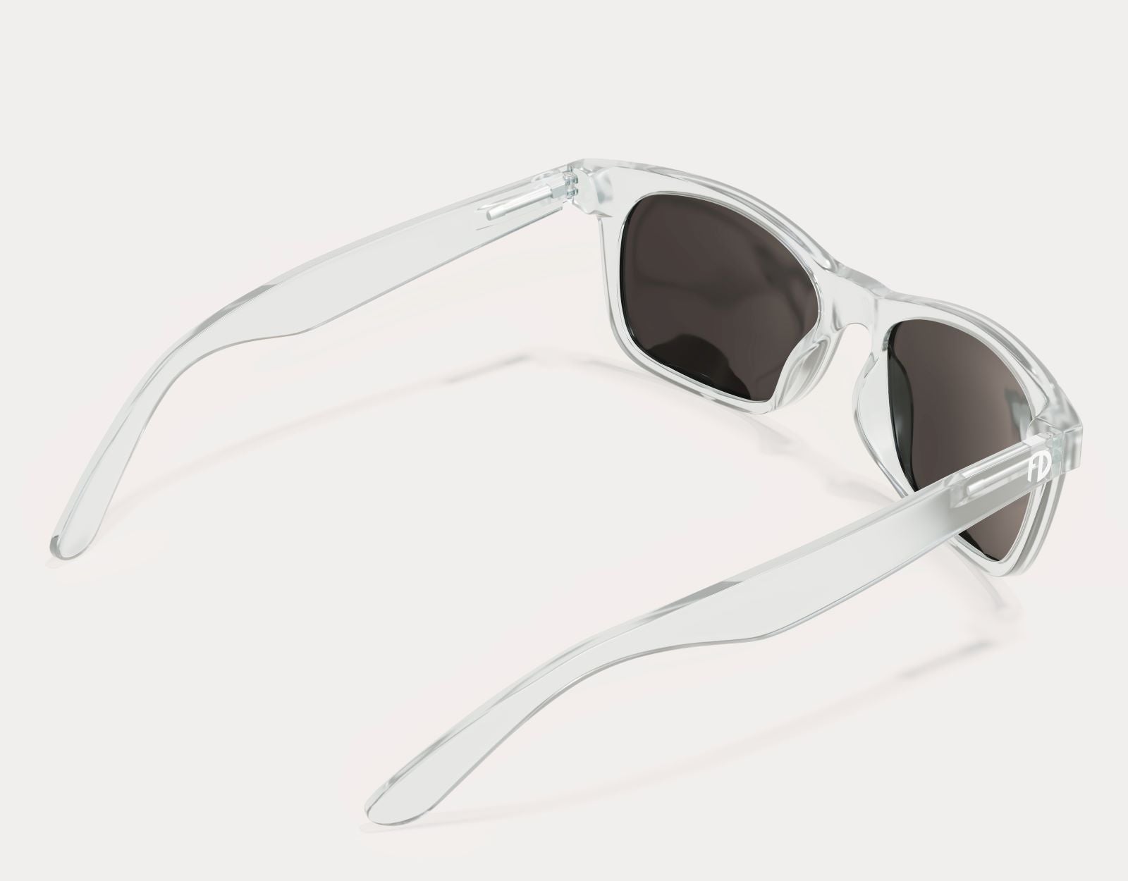 Rear view of The Gent 165mm XXL wide fit sunglasses in Clear – big head comfort meets modern minimalism.