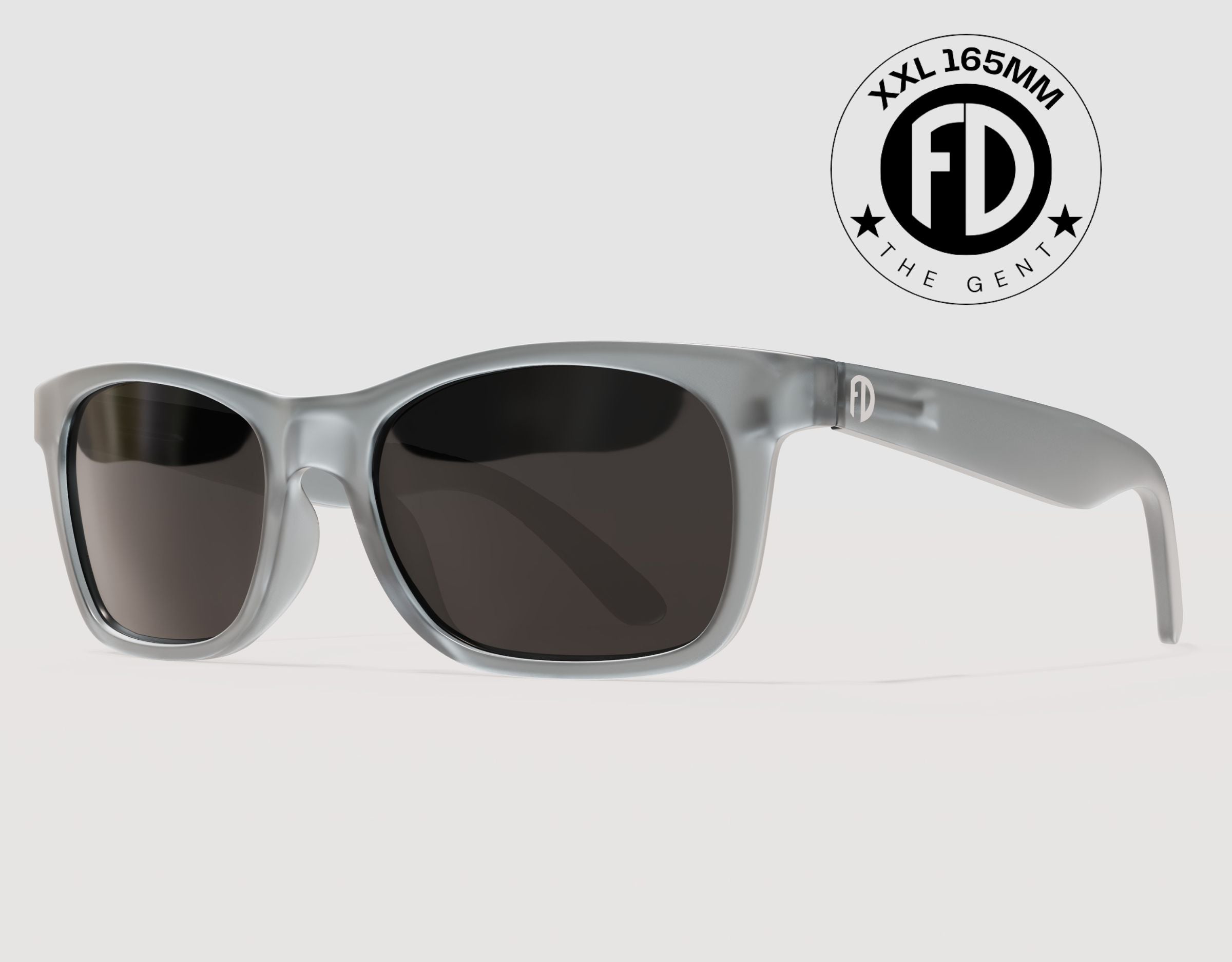 The Gent 165mm XXL sunglasses for wide faces in Grey Slate with black smoke polarised lenses – refined and extra wide.