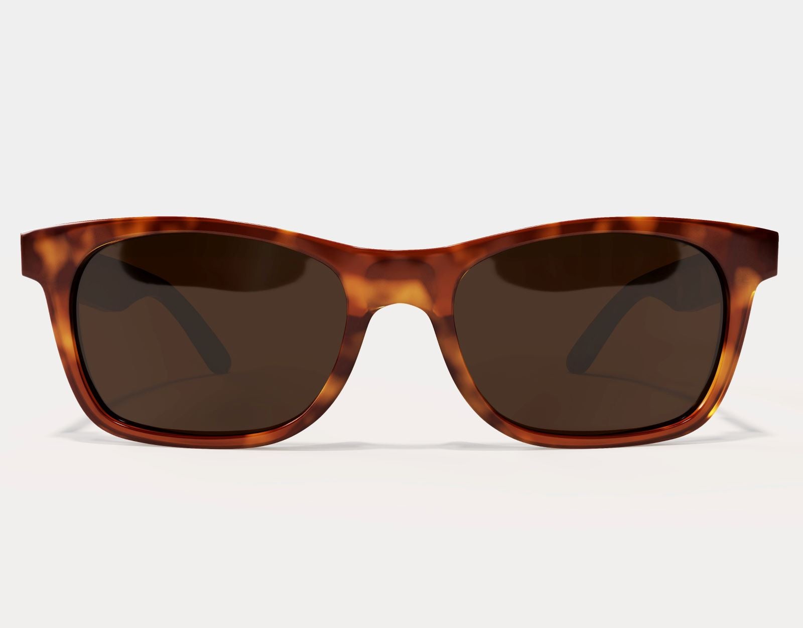 Front view of The Gent 165mm XXL men’s wide sunglasses in Tortoise – brown ember lenses and extra-wide frame.
