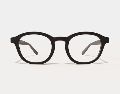 Front view of The Scholar 165mm XXL large eyeglass frames in Black, designed for wide faces with a secure, oversized fit.