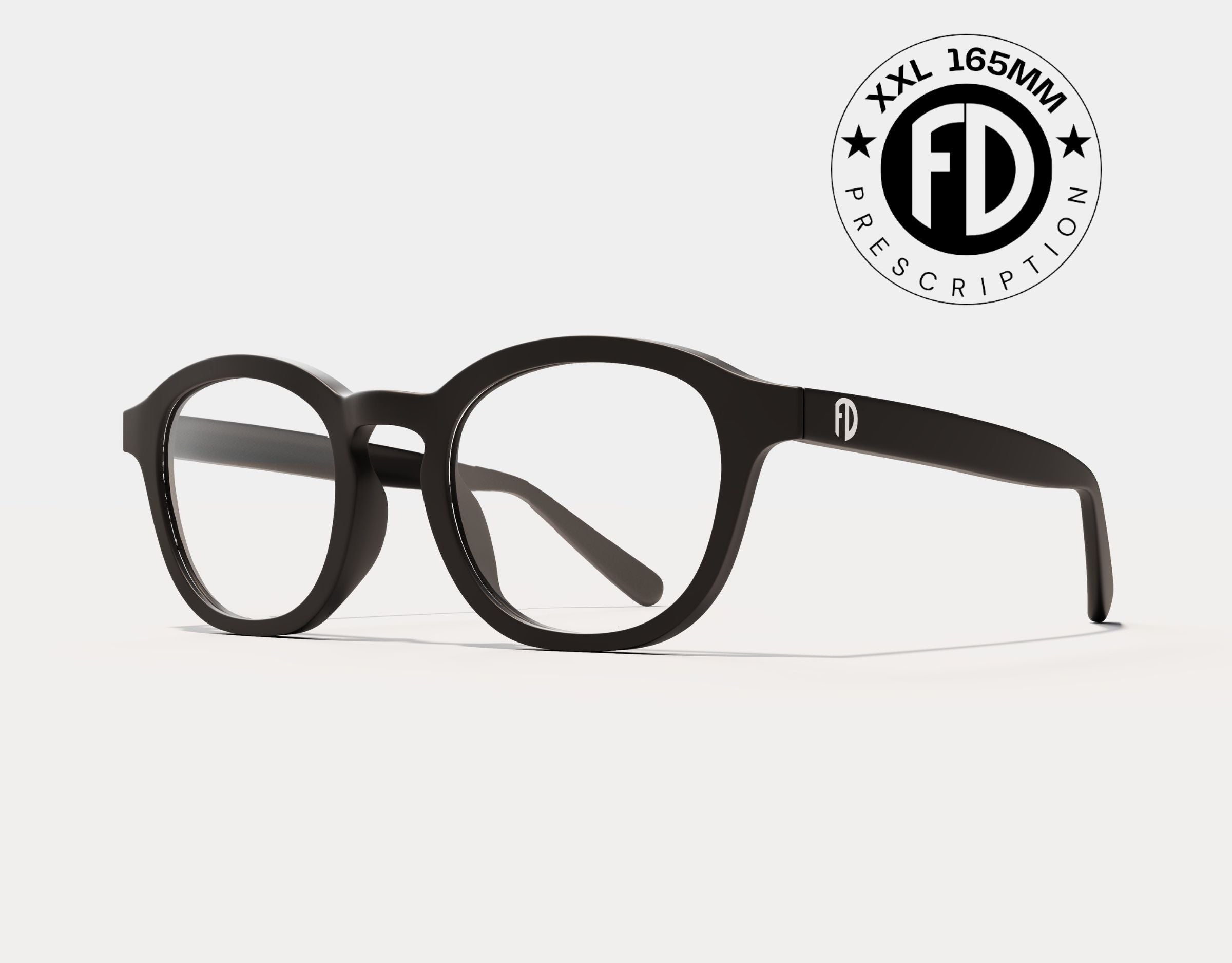 Faded Days The Scholar 165mm XXL large eyeglasses for men and women in Black, featuring an extra-wide frame for wide faces.