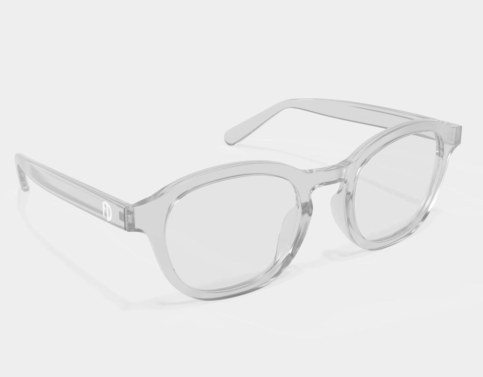 Side profile of The Scholar 165mm XXL large eyeglasses in Clear, built for wide faces and large head sizes with a sleek, modern design.
