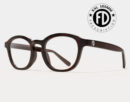 The Scholar 165mm XXL large eyeglass frames for women and men in Tortoise, designed for big heads and wide faces.