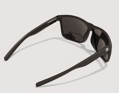 Rear view of Sport 165mm XXL extra wide sunglasses in Black with red lenses – made for movement and big head comfort.