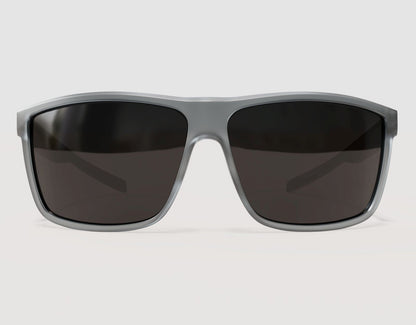 Front view of Sport 165mm XXL shades for big heads in Grey Slate – smoke lenses and wide, wraparound frame.